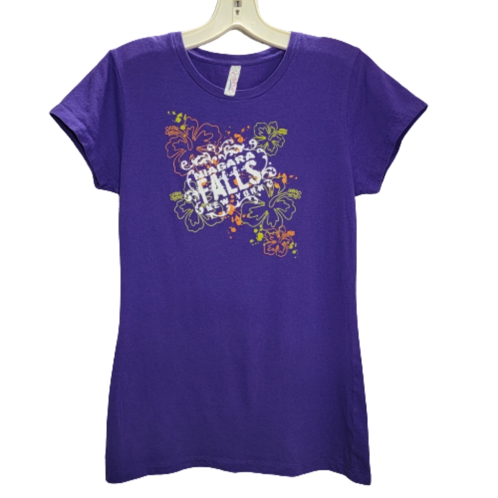 Niagara Falls New York Short Sleeve T-shirt, Purple, Size Large